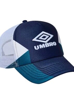 Umbro Foam Trucker Hat Navy Teal White Logo Snapback Adjustable NWT
